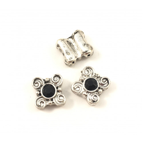 Spacer metal bead square black two rows*